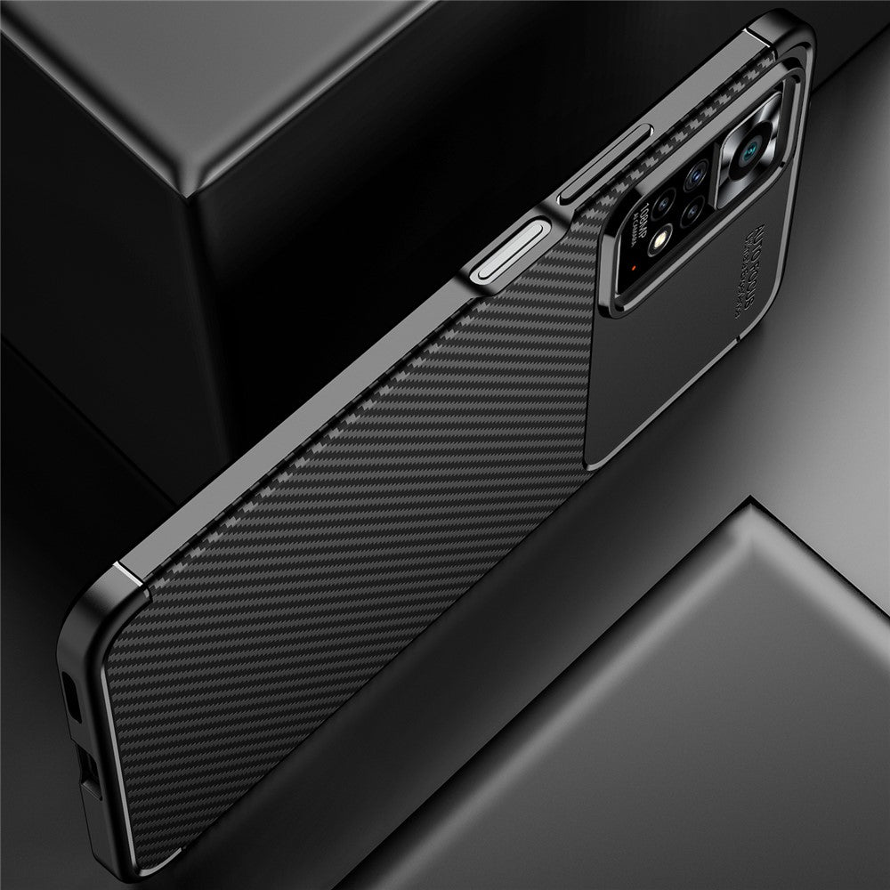 For Xiaomi Redmi Note 11 Pro 4G (MediaTek)/Note 11 Pro 5G (Qualcomm) Carbon Fiber Texture Anti-fingerprint Phone Case Protective Cover