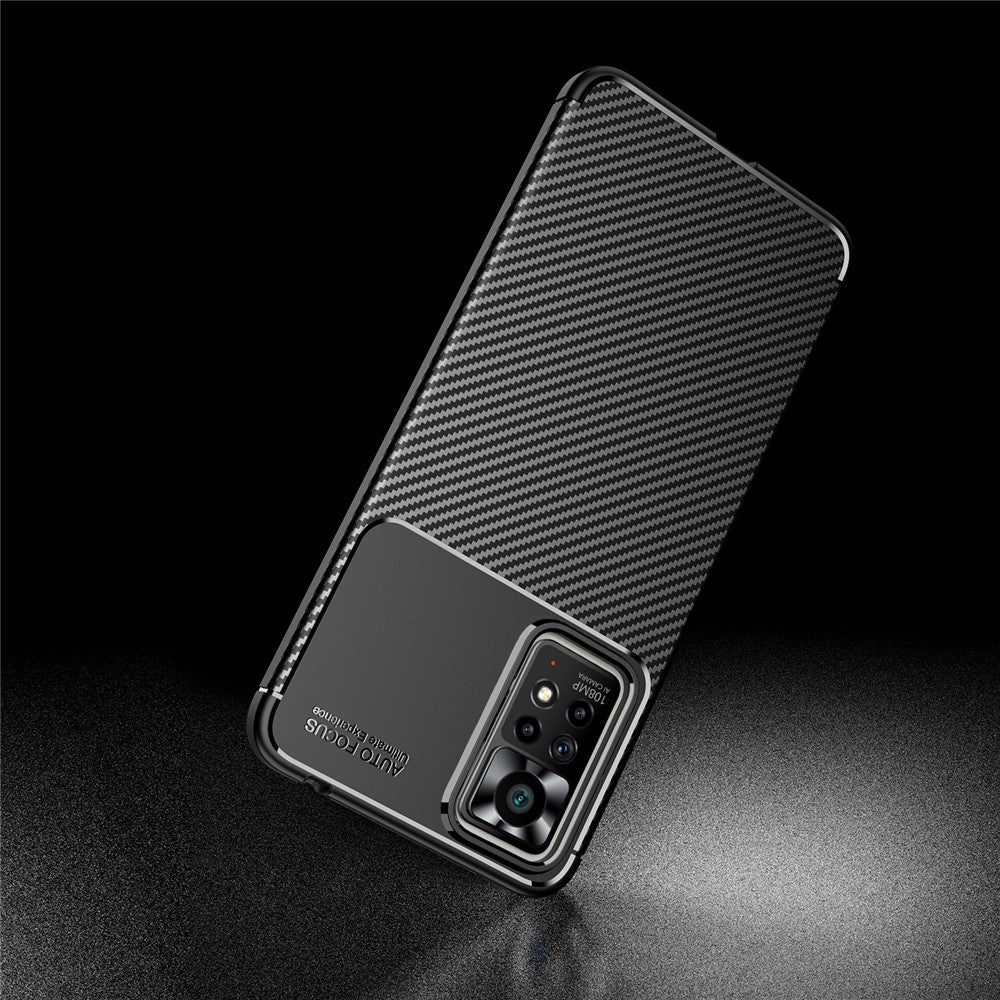 For Xiaomi Redmi Note 11 Pro 4G (MediaTek)/Note 11 Pro 5G (Qualcomm) Carbon Fiber Texture Anti-fingerprint Phone Case Protective Cover