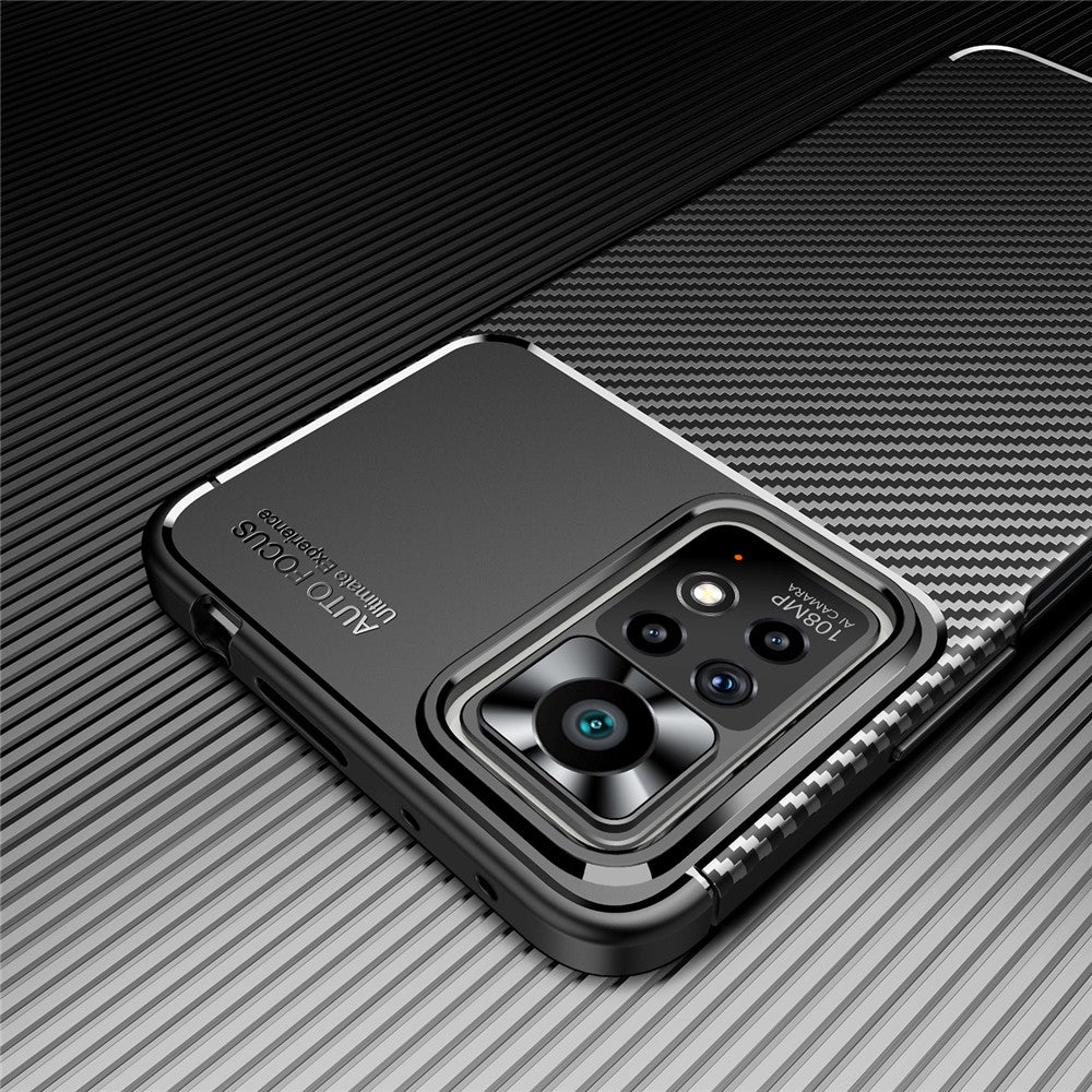 For Xiaomi Redmi Note 11 Pro 4G (MediaTek)/Note 11 Pro 5G (Qualcomm) Carbon Fiber Texture Anti-fingerprint Phone Case Protective Cover