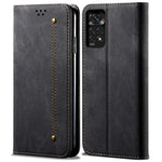 For Xiaomi Redmi Note 11S 4G / Redmi Note 11 4G (Qualcomm) Jeans Cloth Texture PU Leather Phone Case Wallet Stand Magnetic Absorption Shockproof Cover