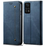 For Xiaomi Redmi Note 11S 4G / Redmi Note 11 4G (Qualcomm) Jeans Cloth Texture PU Leather Phone Case Wallet Stand Magnetic Absorption Shockproof Cover