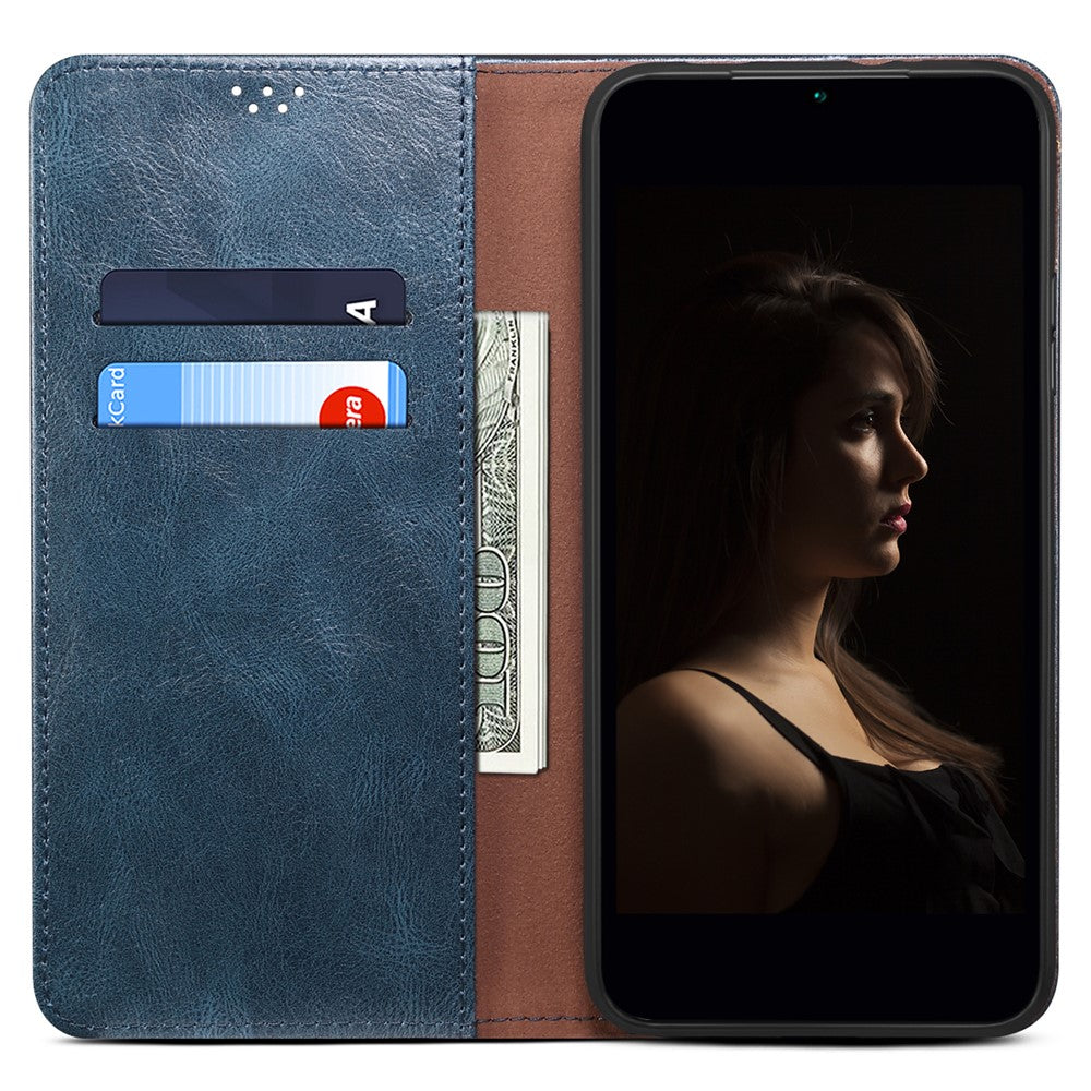 For Xiaomi Redmi Note 11S 4G / Redmi Note 11 4G (Qualcomm) Waxy Crazy Horse Texture PU Leather Case Wallet Stand Magnetic Absorption Protective Flip Cover