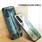 For Xiaomi Redmi Note 11 4G (Qualcomm) /Note 11S  4G Marble Pattern Shockproof Phone Case Tempered Glass + PC Back TPU Frame Shell