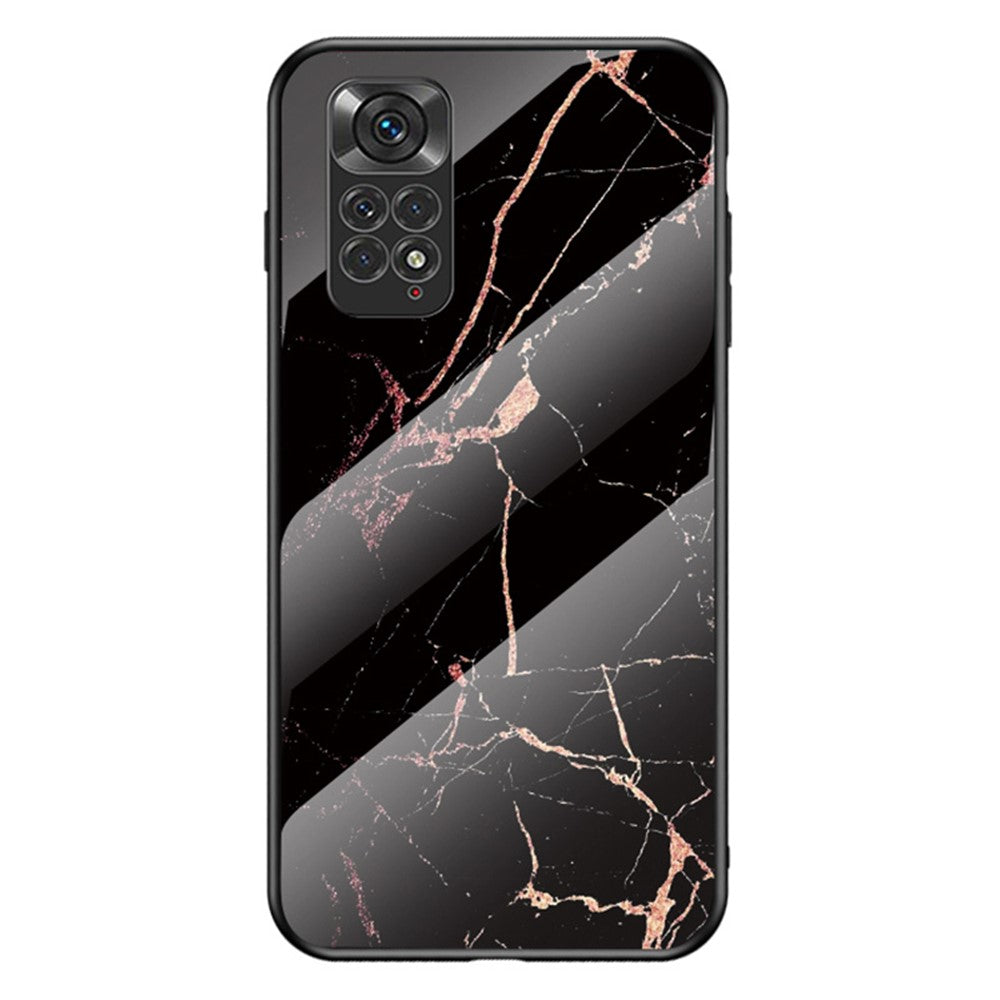 For Xiaomi Redmi Note 11 4G (Qualcomm) /Note 11S  4G Marble Pattern Shockproof Phone Case Tempered Glass + PC Back TPU Frame Shell