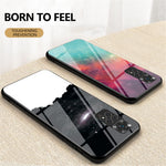 For Xiaomi Redmi Note 11 4G (Qualcomm)/Redmi Note 11S 4G Cell Phone Case Anti-scratch Hard Tempered Glass + PC Back Soft TPU Starry Sky Pattern Design Cover