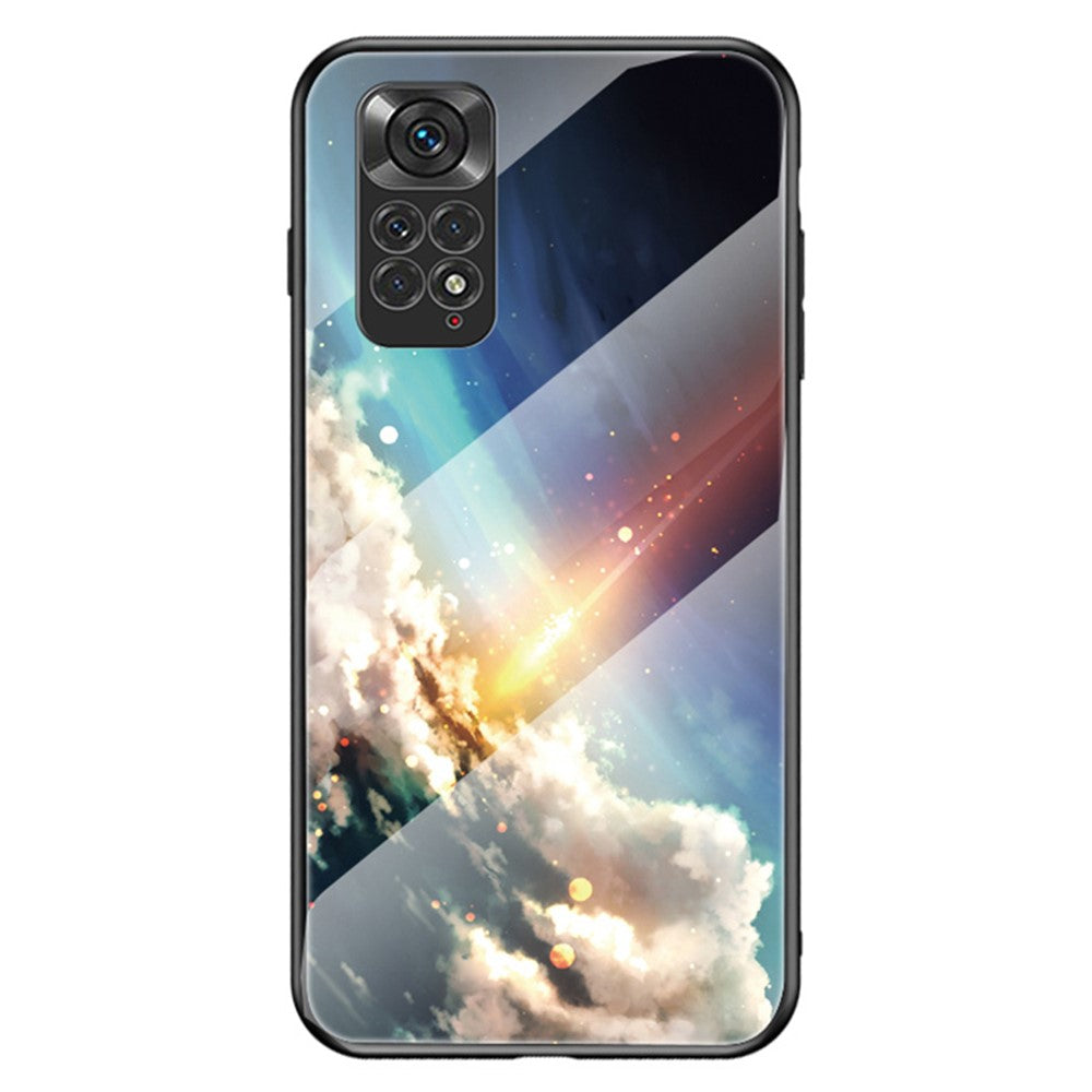 Xiaomi Redmi Note 11 4G (Qualcomm)/Redmi Note 11S 4G mobilmobilskal reptåligt hårt härdat glas + PC-baksida mjukt TPU stjärnhimmelsmönster designskydd