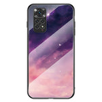 For Xiaomi Redmi Note 11 4G (Qualcomm)/Redmi Note 11S 4G Cell Phone Case Anti-scratch Hard Tempered Glass + PC Back Soft TPU Starry Sky Pattern Design Cover