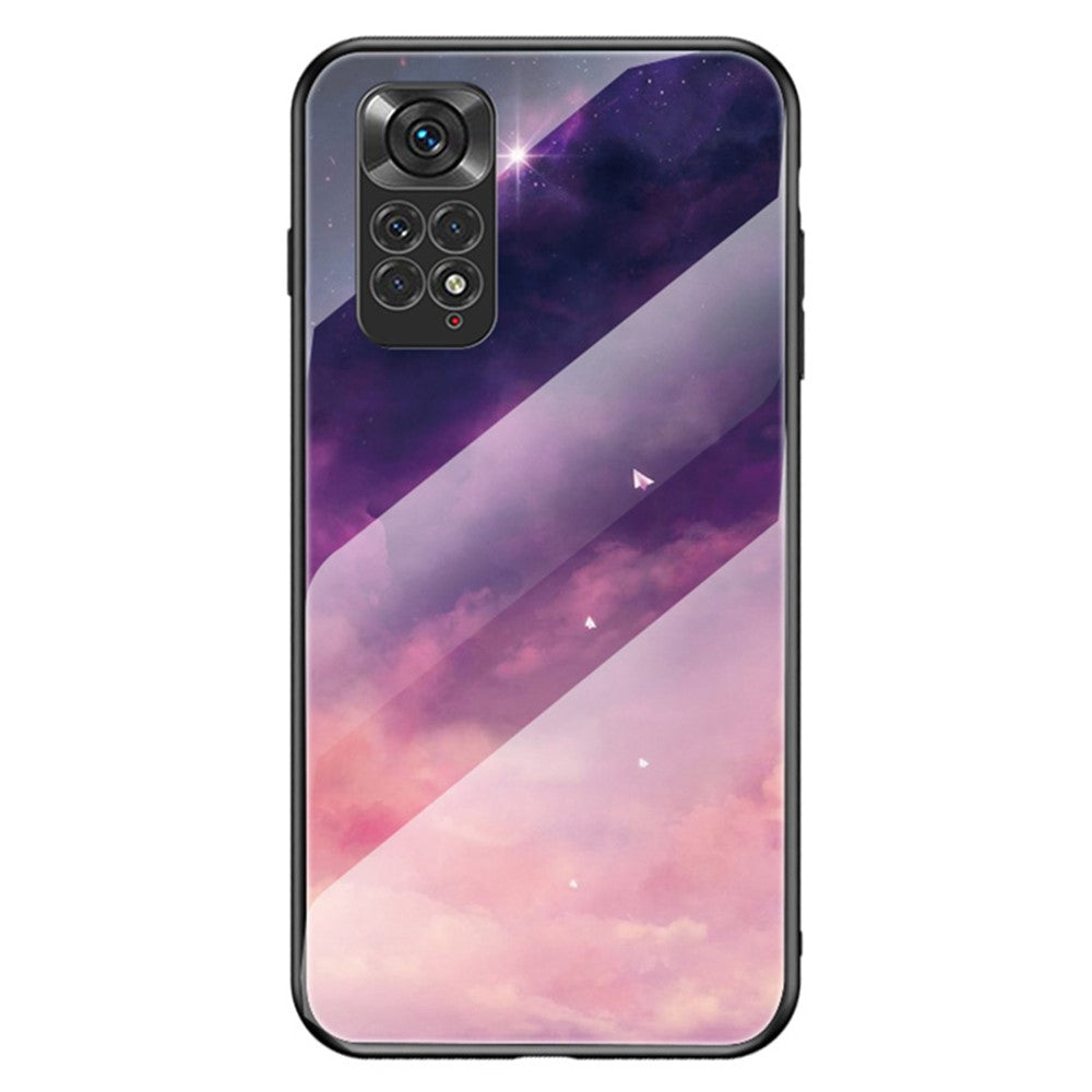 Xiaomi Redmi Note 11 4G (Qualcomm)/Redmi Note 11S 4G mobilmobilskal reptåligt hårt härdat glas + PC-baksida mjukt TPU stjärnhimmelsmönster designskydd