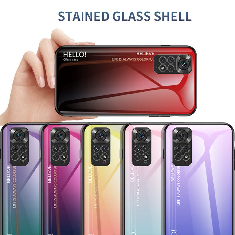 Xiaomi Redmi Note 11 4G (Qualcomm)/Redmi Note 11S 4G Härdat glas + PC + TPU mobilskal Snyggt Hybridbakstycke i tonad färg