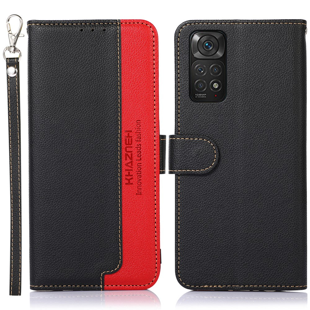 KHAZNEH For Xiaomi Redmi Note 11 4G (Qualcomm)/Note 11S 4G RFID Blocking Litchi Texture Phone Case PU Leather Wallet Stand Cover