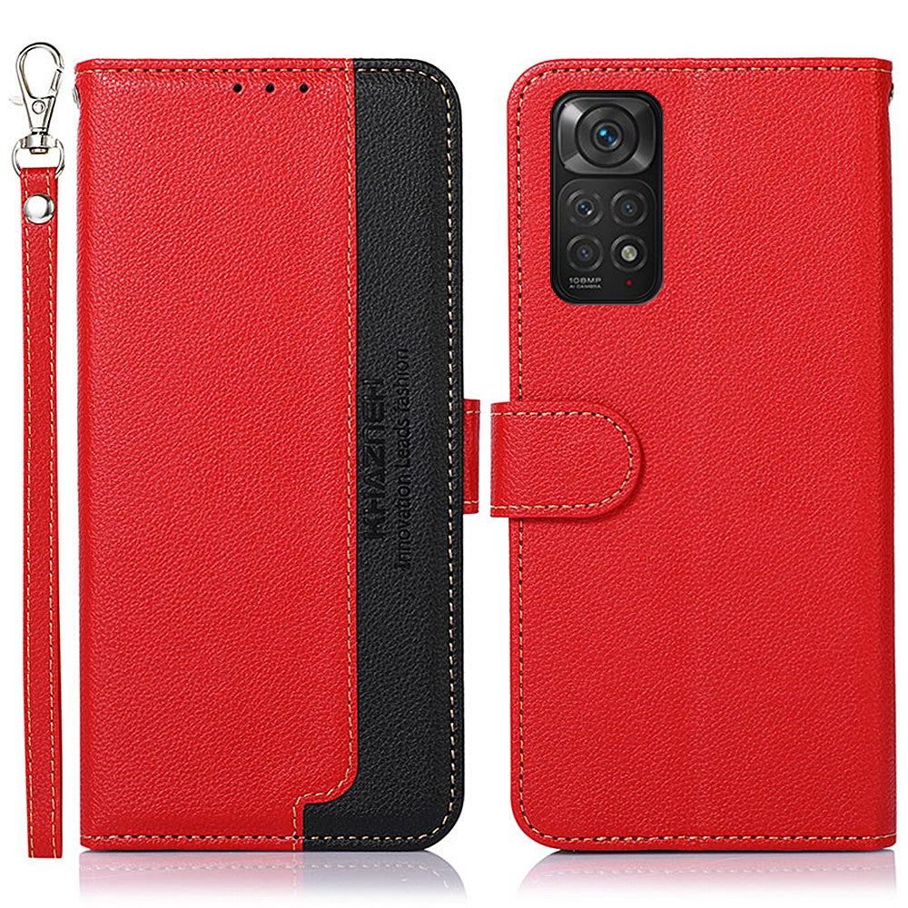 KHAZNEH For Xiaomi Redmi Note 11 4G (Qualcomm)/Note 11S 4G RFID Blocking Litchi Texture Phone Case PU Leather Wallet Stand Cover