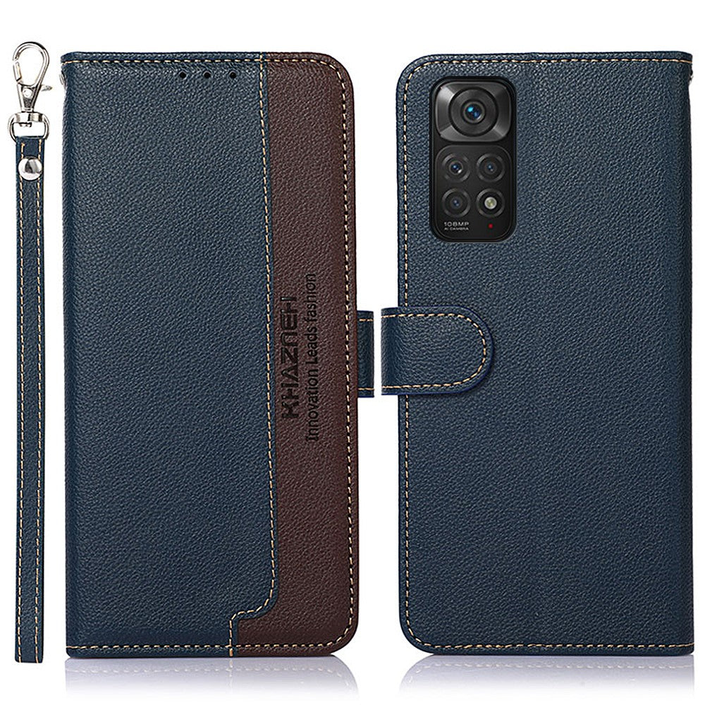 KHAZNEH For Xiaomi Redmi Note 11 4G (Qualcomm)/Note 11S 4G RFID Blocking Litchi Texture Phone Case PU Leather Wallet Stand Cover