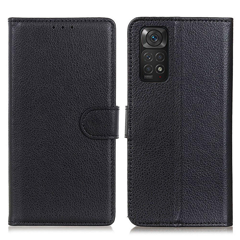 For Xiaomi Redmi Note 11 4G (Qualcomm)/Note 11S 4G Litchi Texture Wallet Stand PU Leather Cover Inner TPU Phone Case