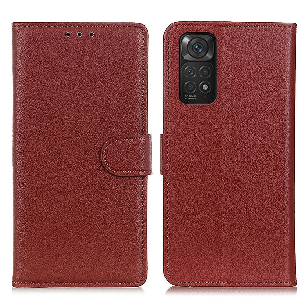 Xiaomi Redmi Note 11 4G (Qualcomm)/Note 11S 4G Litchitextur Plånboksfodral PU-läderfodral med innersida i TPU