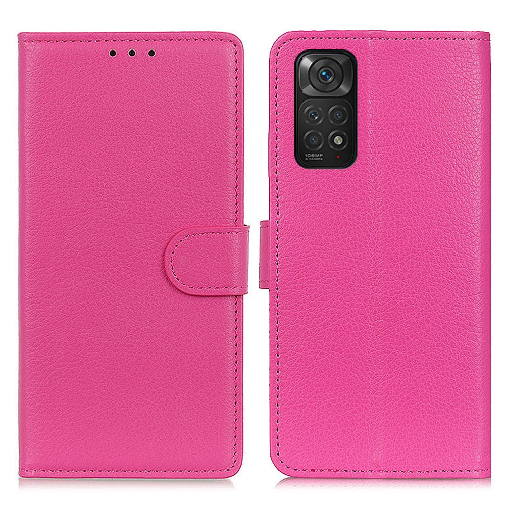 Xiaomi Redmi Note 11 4G (Qualcomm)/Note 11S 4G Litchitextur Plånboksfodral PU-läderfodral med innersida i TPU