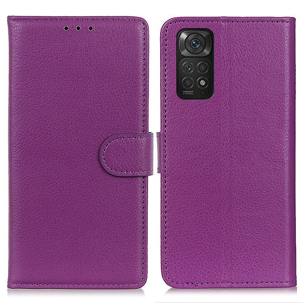 For Xiaomi Redmi Note 11 4G (Qualcomm)/Note 11S 4G Litchi Texture Wallet Stand PU Leather Cover Inner TPU Phone Case