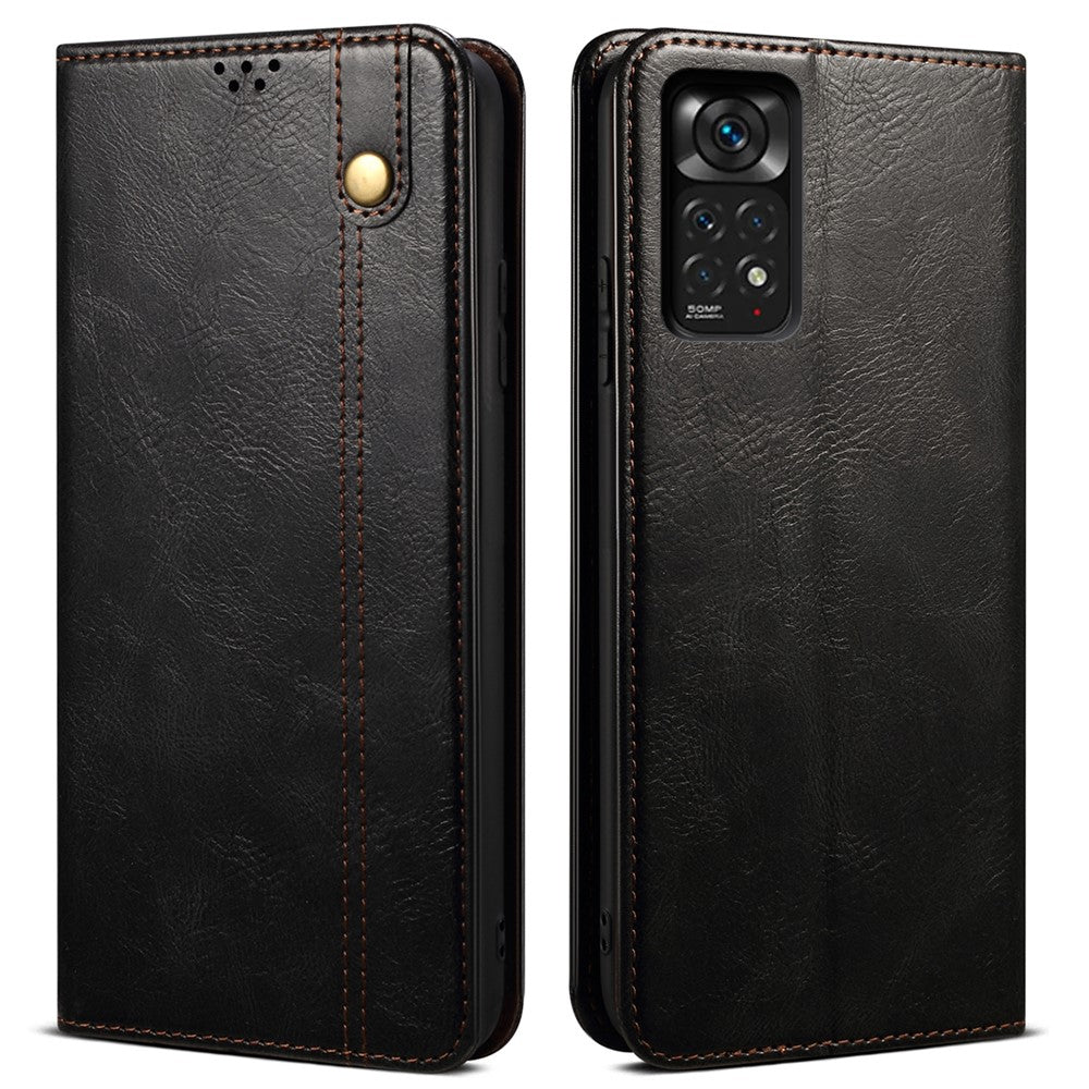 Xiaomi Redmi Note 12 Pro 4G / 11 Pro 4G (MediaTek) / Note 11 Pro 5G (Qualcomm) Folio Stand Plånboksfodral Vaxartad Crazy Horse-textur PU-läder Magnetiskt absorberande fodral