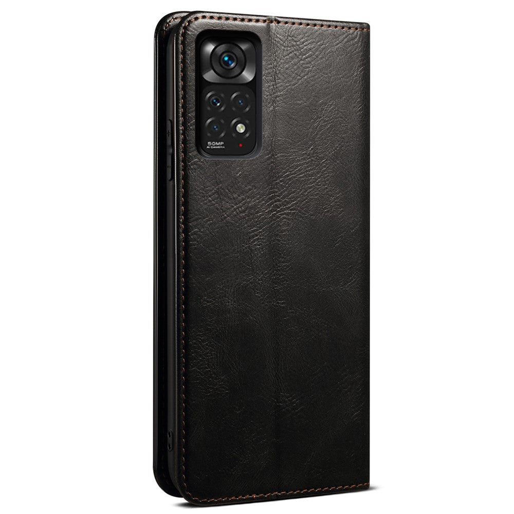 Xiaomi Redmi Note 12 Pro 4G / 11 Pro 4G (MediaTek) / Note 11 Pro 5G (Qualcomm) Folio Stand Plånboksfodral Vaxartad Crazy Horse-textur PU-läder Magnetiskt absorberande fodral