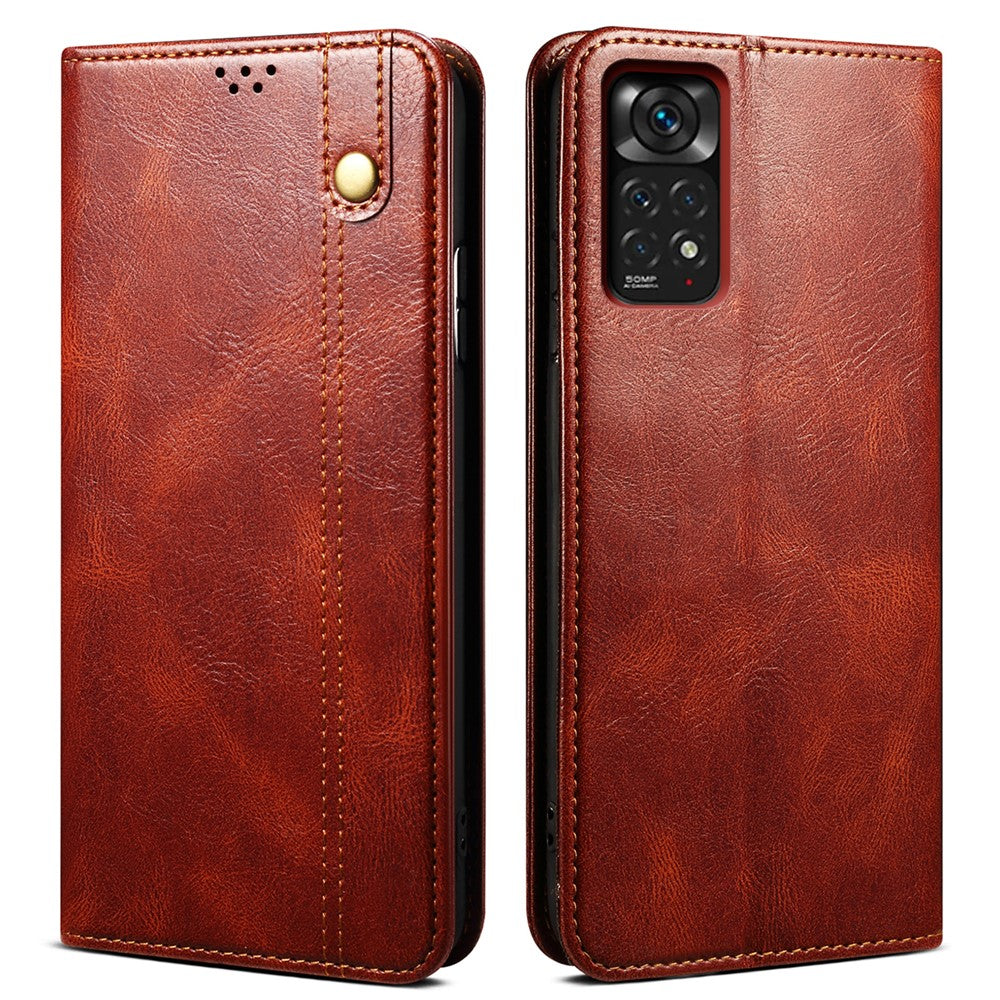 Xiaomi Redmi Note 12 Pro 4G / 11 Pro 4G (MediaTek) / Note 11 Pro 5G (Qualcomm) Folio Stand Plånboksfodral Vaxartad Crazy Horse-textur PU-läder Magnetiskt absorberande fodral
