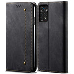 For Xiaomi Redmi Note 12 Pro 4G / 11 Pro 4G (MediaTek) / Note 11 Pro 5G (Qualcomm) Jeans Cloth Texture PU Leather Flip Cover Wallet Stand Magnetic Absorption Phone Case