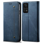 For Xiaomi Redmi Note 12 Pro 4G / 11 Pro 4G (MediaTek) / Note 11 Pro 5G (Qualcomm) Jeans Cloth Texture PU Leather Flip Cover Wallet Stand Magnetic Absorption Phone Case