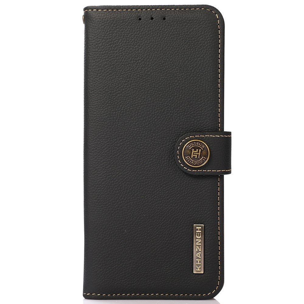 KHAZNEH För Xiaomi Redmi Note 11 4G (Qualcomm)/Note 11S 4G Äkta Läder RFID-blockerande Plånboksfodral Stativmobilskydd
