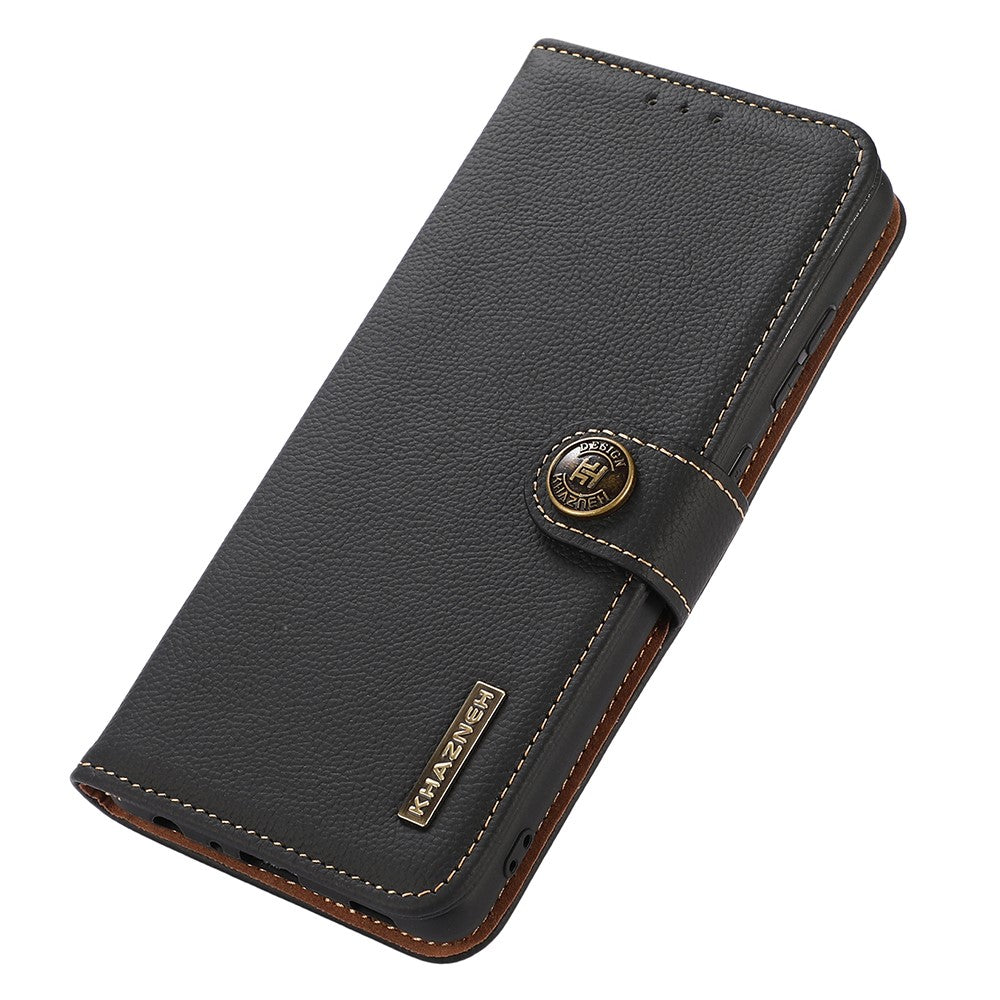 KHAZNEH For Xiaomi Redmi Note 11 4G (Qualcomm)/Note 11S 4G Genuine Leather RFID Blocking Wallet Case Stand Phone Cover