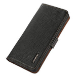 KHAZNEH For Xiaomi Redmi Note 11 4G (Qualcomm)/Note 11S 4G RFID Blocking Litchi Texture Genuine Leather Phone Case with Wallet Stand