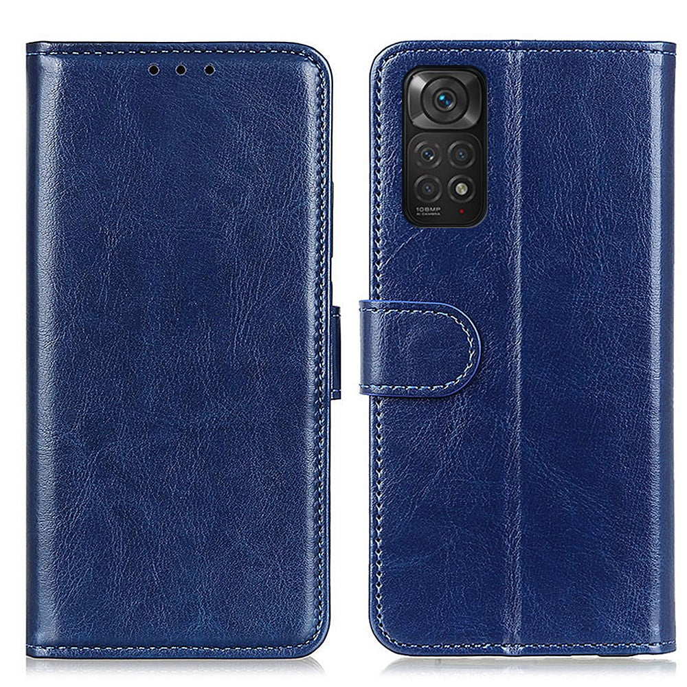 Xiaomi Redmi Note 11S 4G / Redmi Note 11 4G (Qualcomm) Crazy Horse Texture PU-läderfodral Stötsäkert TPU Plånbok Skyddande Stativ Folio-fodral
