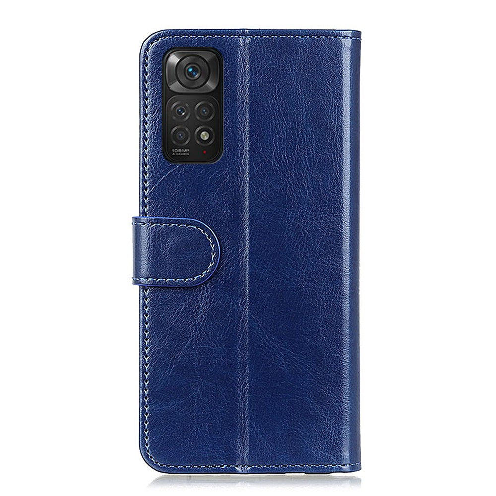 Xiaomi Redmi Note 11S 4G / Redmi Note 11 4G (Qualcomm) Crazy Horse Texture PU-läderfodral Stötsäkert TPU Plånbok Skyddande Stativ Folio-fodral