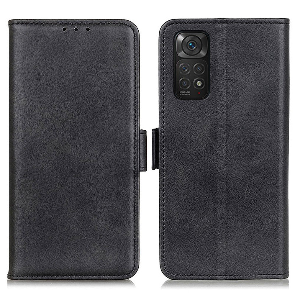 For Xiaomi Redmi Note 11S 4G / Redmi Note 11 4G (Qualcomm) Textured Leather Flip Folio Wallet Cover Stand Book Shockproof TPU Inner Shell
