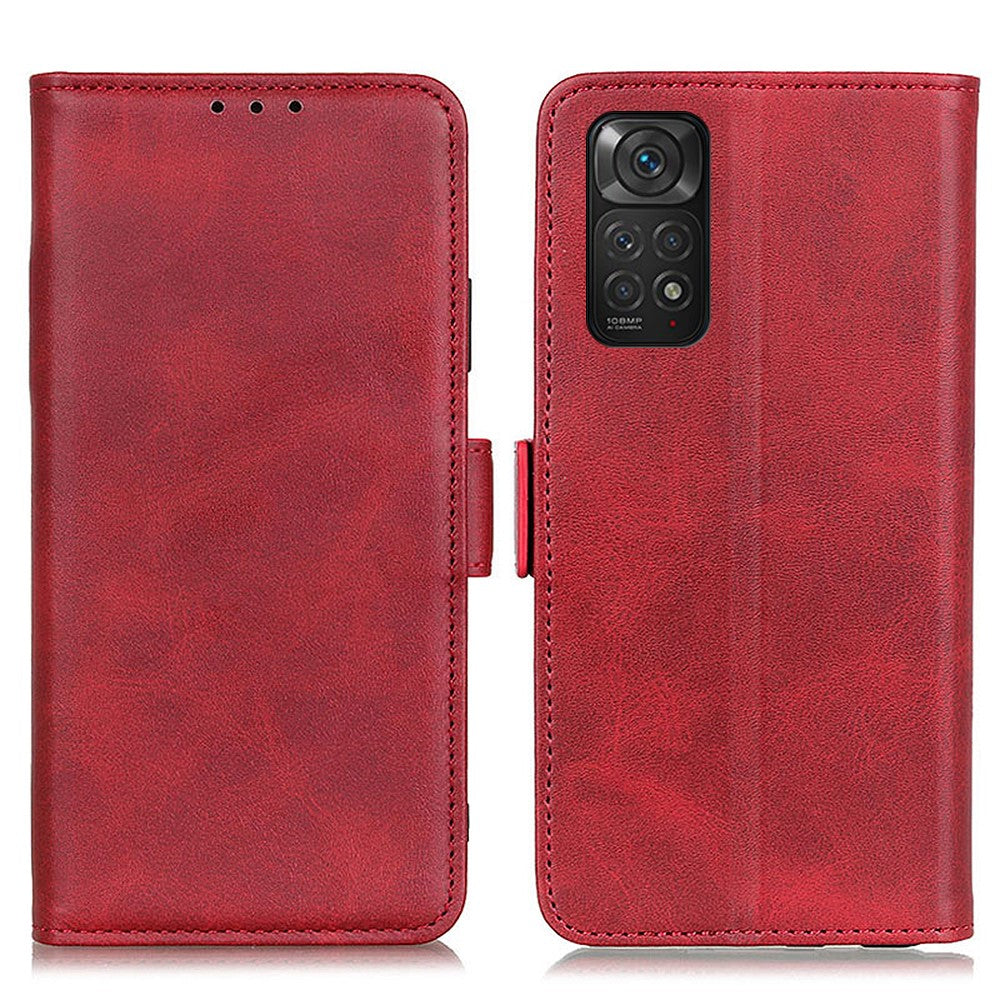 Xiaomi Redmi Note 11S 4G / Redmi Note 11 4G (Qualcomm) Texturerat Läderflikfodral Plånboksfodral Stativ Bok Stötsäkert TPU Innerskal