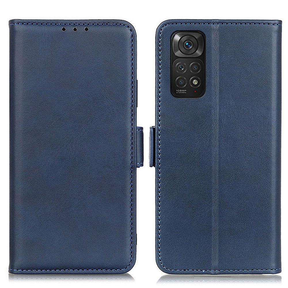 For Xiaomi Redmi Note 11S 4G / Redmi Note 11 4G (Qualcomm) Textured Leather Flip Folio Wallet Cover Stand Book Shockproof TPU Inner Shell