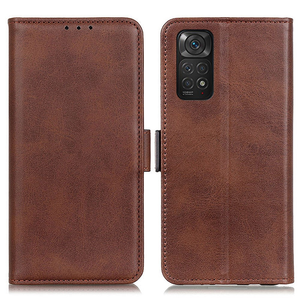 For Xiaomi Redmi Note 11S 4G / Redmi Note 11 4G (Qualcomm) Textured Leather Flip Folio Wallet Cover Stand Book Shockproof TPU Inner Shell