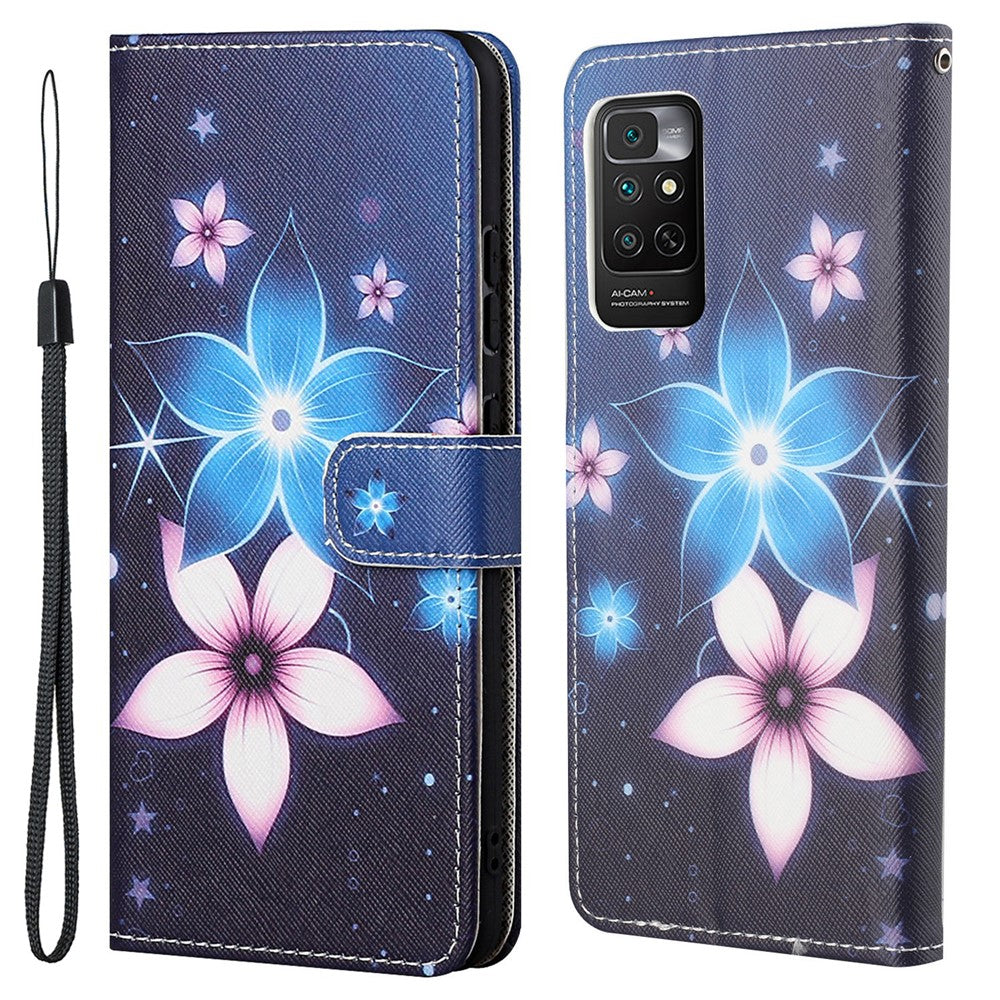 For Xiaomi Redmi Note 11 4G (Qualcomm) / Redmi Note 11S 4G PU Leather Pattern Printing Phone Cover Cross Texture Stand Wallet Magnetic Shockproof Case with Strap