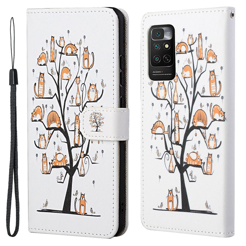 Xiaomi Redmi Note 11 4G (Qualcomm) / Redmi Note 11S 4G PU-lädermönstertryck mobilskal korsstruktur stativ plånbok magnetiskt stötsäkert fodral med rem