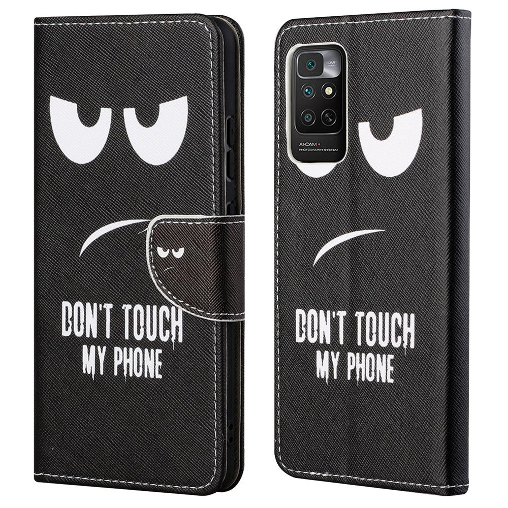 Xiaomi Redmi Note 11 4G (Qualcomm) / Redmi Note 11S 4G Korsstruktur PU-lädermobilskal Stativ Magnetiskt Flip Mönster Tryck Fodral