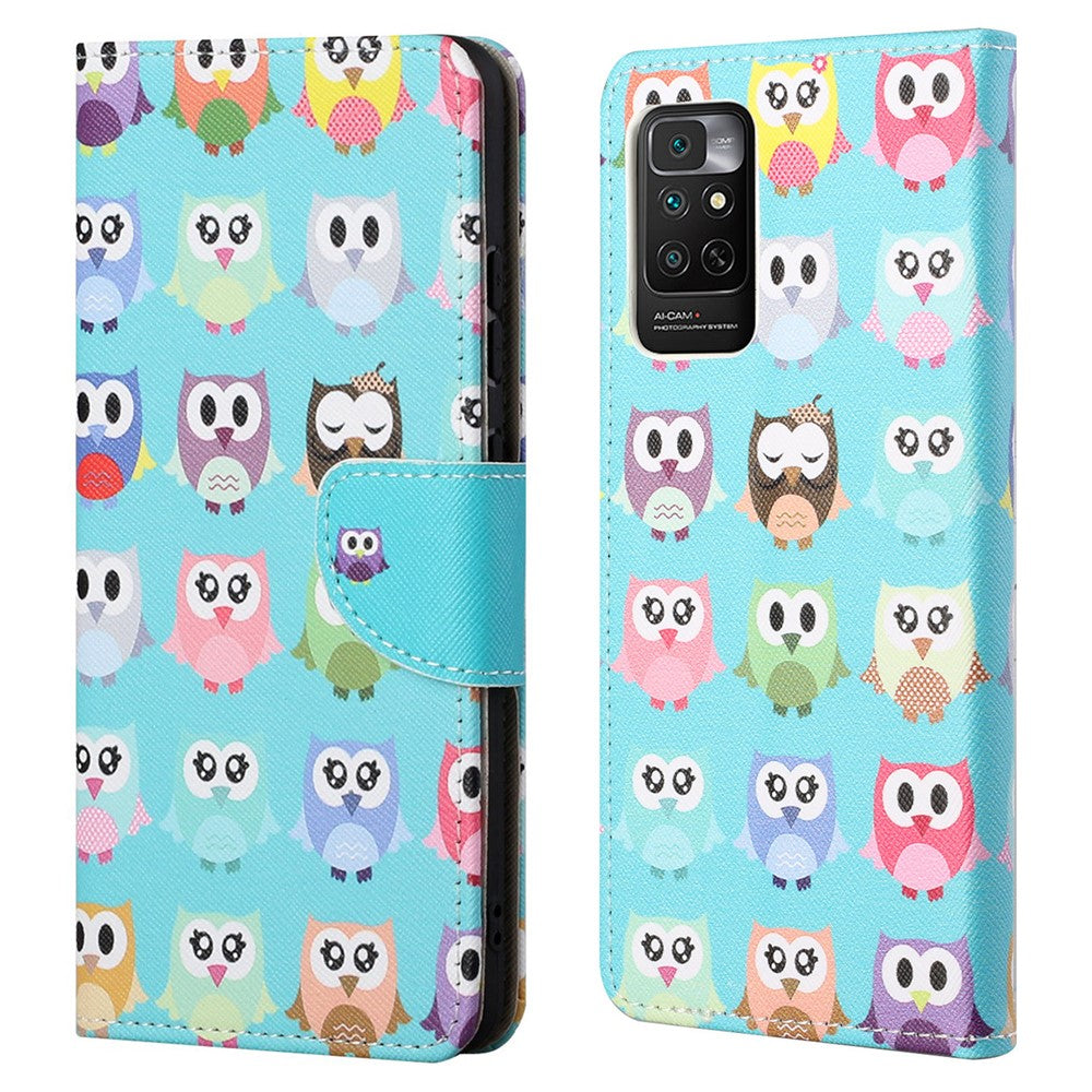 Xiaomi Redmi Note 11 4G (Qualcomm) / Redmi Note 11S 4G Korsstruktur PU-lädermobilskal Stativ Magnetiskt Flip Mönster Tryck Fodral