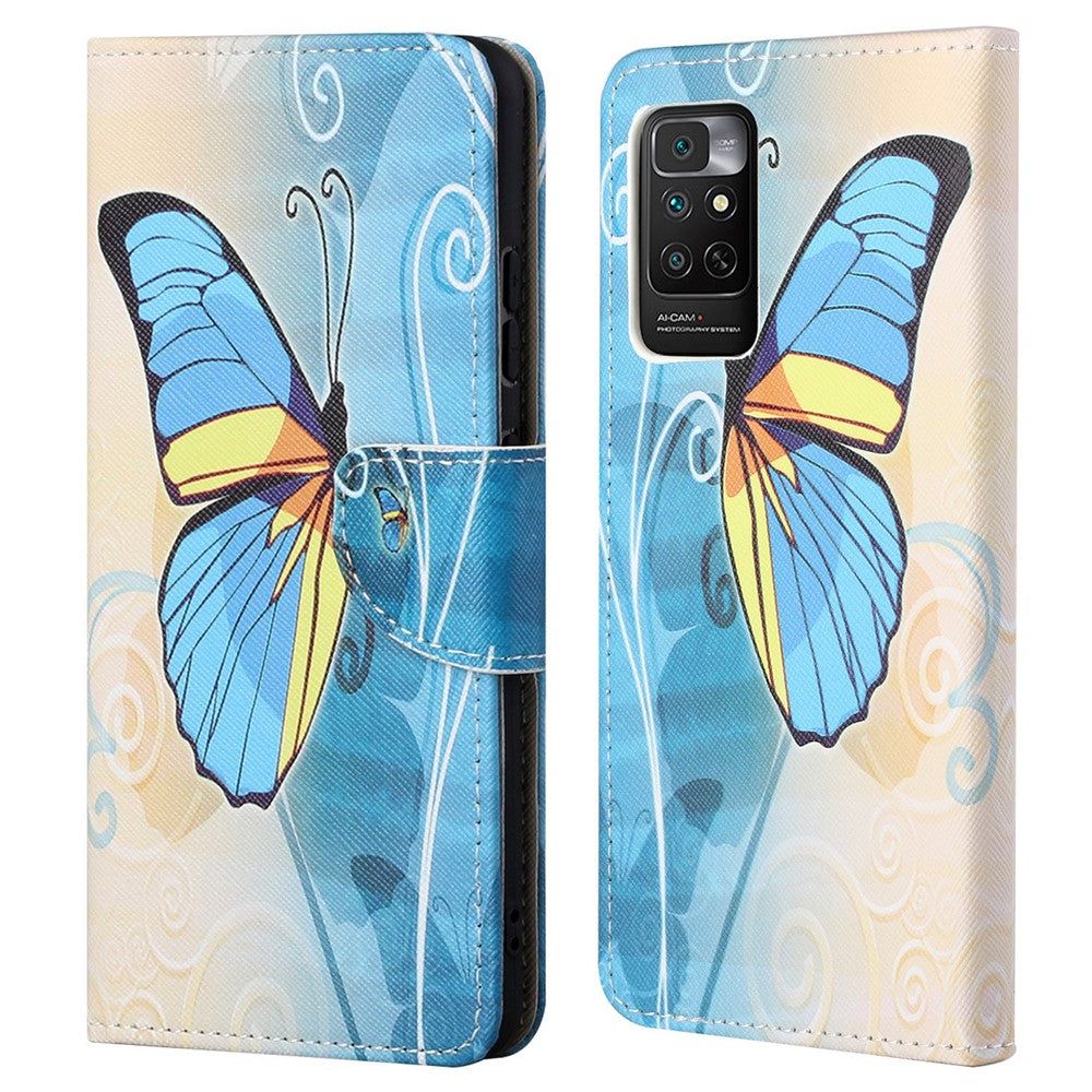 Xiaomi Redmi Note 11 4G (Qualcomm) / Redmi Note 11S 4G Korsstruktur PU-lädermobilskal Stativ Magnetiskt Flip Mönster Tryck Fodral