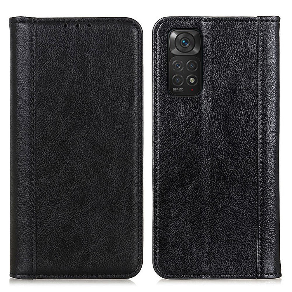 For Xiaomi Redmi Note 11S 4G / Redmi Note 11 4G (Qualcomm) Litchi Texture Split Leather Case Stand Hidden Magnetic Adsorption Shockproof Flip Wallet Cover