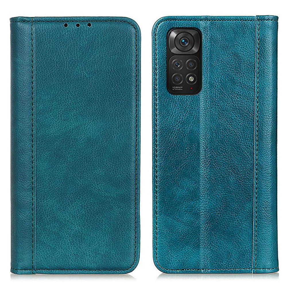 For Xiaomi Redmi Note 11S 4G / Redmi Note 11 4G (Qualcomm) Litchi Texture Split Leather Case Stand Hidden Magnetic Adsorption Shockproof Flip Wallet Cover