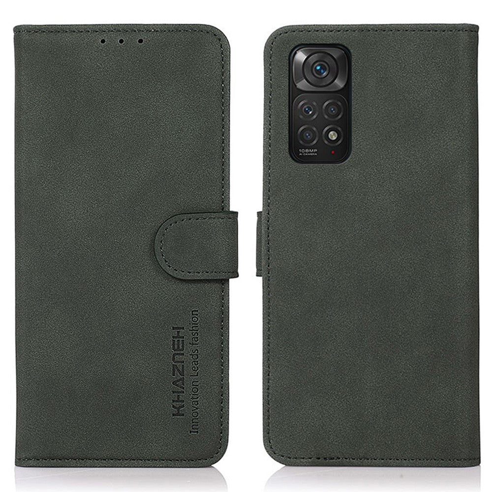KHAZNEH-skal till Xiaomi Redmi Note 11S 4G / Redmi Note 11 4G (Qualcomm), texturerat PU-läderfodral med fällbart mönster och stativ
