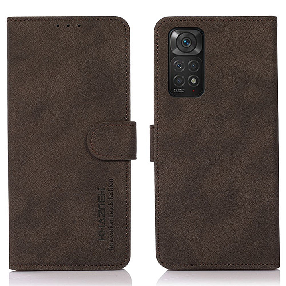 KHAZNEH-skal till Xiaomi Redmi Note 11S 4G / Redmi Note 11 4G (Qualcomm), texturerat PU-läderfodral med fällbart mönster och stativ