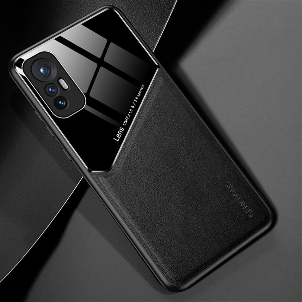 For Xiaomi 12 5G/12X 5G/12S 5G Precise Cut-Out Phone Case Shockproof Cover Anti-Fall Textured Leather Shell TPU Frame Protector with Magnetic Metal Sheet