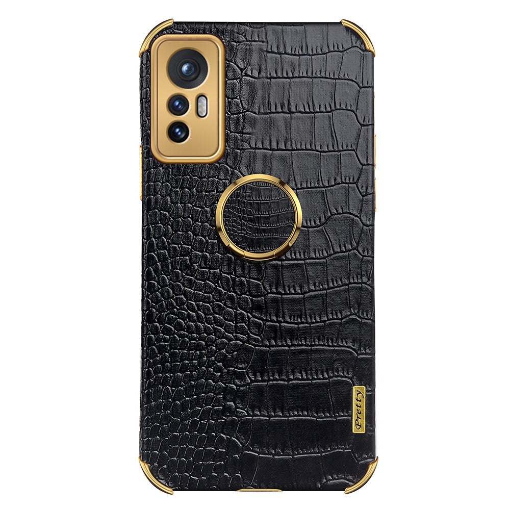 Xiaomi 12 Pro 5G/12S Pro 5G/12 Pro (Dimensity) 5G Mobilskal Modernt Krokodilstruktur Stöd Fingerringhållare PU-läder + TPU mobilskal