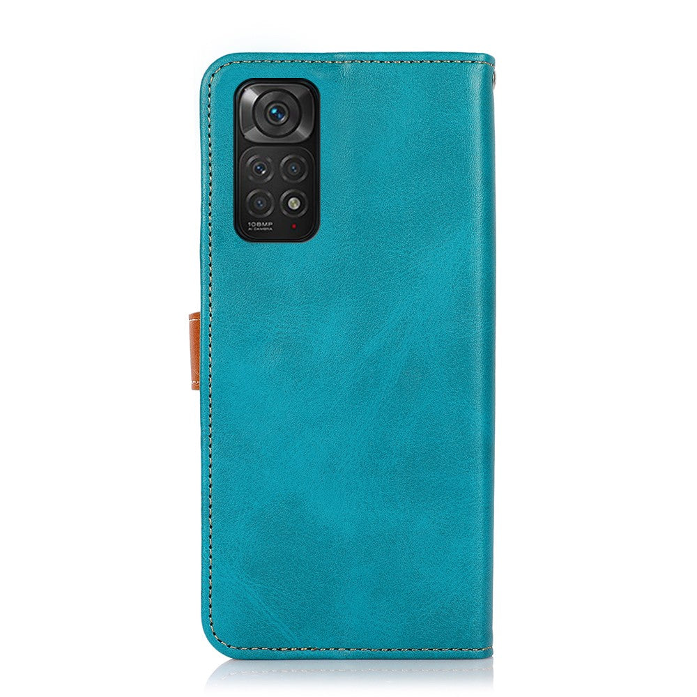 KHAZNEH för Xiaomi Redmi Note 11S 4G/Redmi Note 11 4G (Qualcomm) Tvåfärgad design, gyllene magnetisk spänne, fallskyddande PU-läder, stativ, fällbart mobilskal med plånbok
