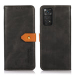 KHAZNEH för Xiaomi Redmi Note 11S 4G/Redmi Note 11 4G (Qualcomm) Tvåfärgad design, gyllene magnetisk spänne, fallskyddande PU-läder, stativ, fällbart mobilskal med plånbok