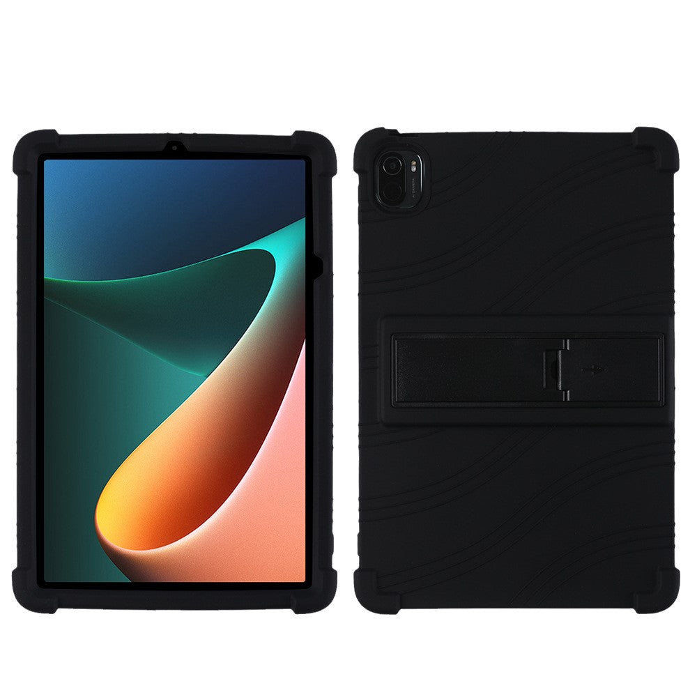 For Xiaomi Pad 5/Pad 5 Pro Reinforced Four Corner Silicone Tablet Case Cover with PC Kickstand
