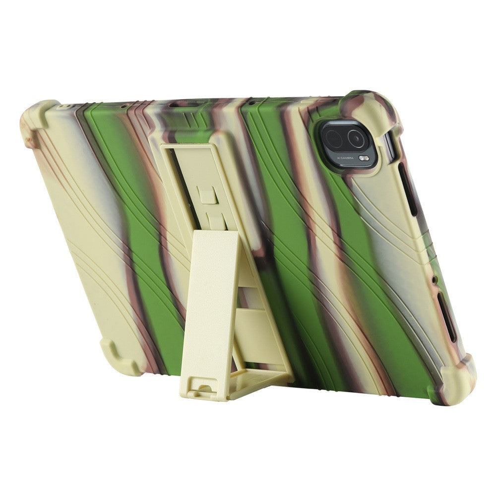 For Xiaomi Pad 5/Pad 5 Pro Reinforced Four Corner Silicone Tablet Case Cover with PC Kickstand