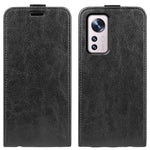 Xiaomi 12 5G/12X 5G/12S 5G Crazy Horse Texture PU-läder Vertikalt fällbart skal med heltäckande skydd och korthållare